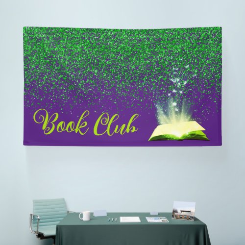 Green Glitter on Purple _ Book Club  Banner