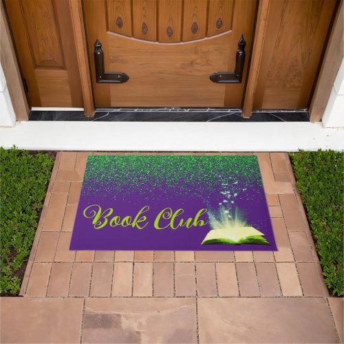 Green Glitter on Purple _ Book Club  Doormat