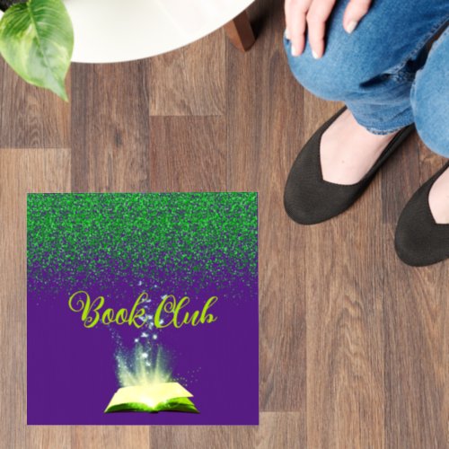 Green Glitter on Purple _ Book Club  Floor Decals