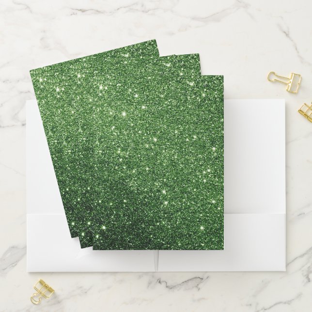 Green Glitter Pattern Pocket Folder (In Situ)
