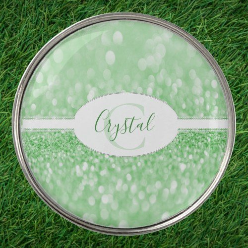 Green Glitter Personalize Golf Ball Marker