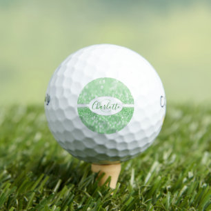 Green Glitter Personalize Golf Balls