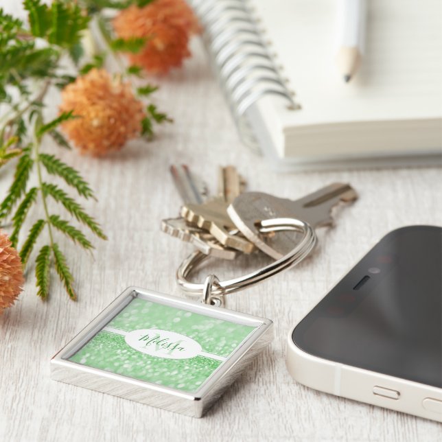 Green Glitter Personalize Keychain (Side)