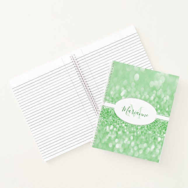 Green Glitter Personalize Notebook (Inside)
