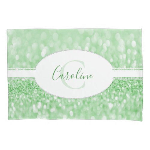 Green Glitter Personalize Pillow Case