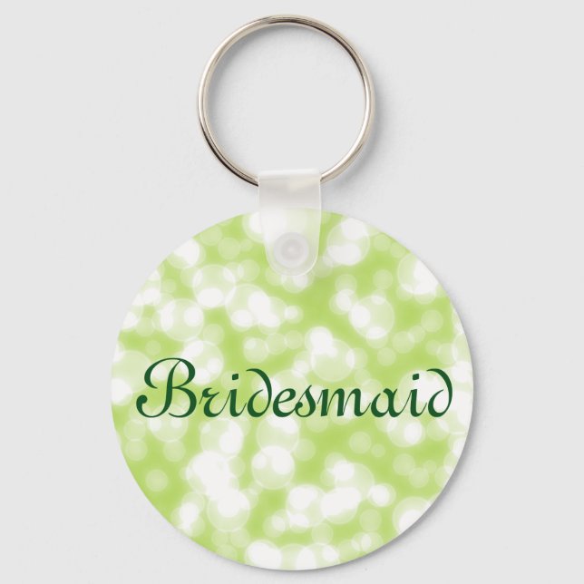 Green Glitter Personalized Bridesmaid Keychain (Front)