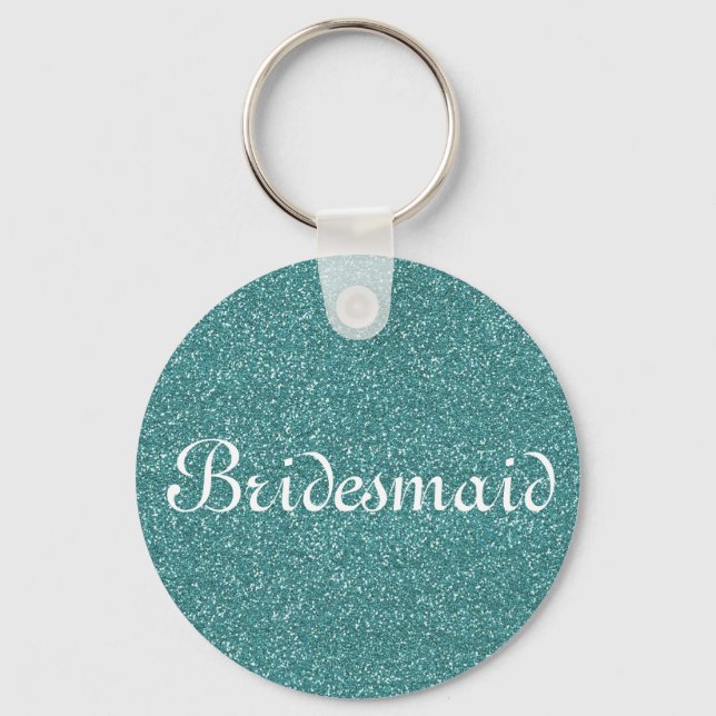 Green Glitter Personalized Bridesmaid Keychain (Front)