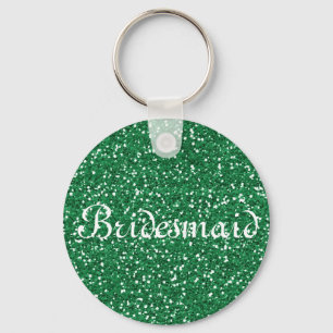 Green Glitter Personalized Bridesmaid Keychain