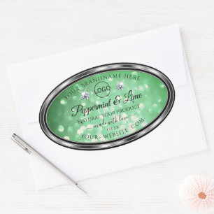 Green Glitter Product Labels Sparkle Diamonds Logo