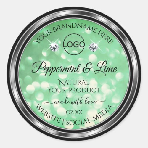 Green Glitter Product Labels Sparkle Diamonds Logo