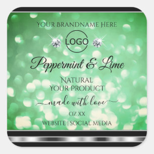 Green Glitter Product Labels Sparkle Diamonds Logo