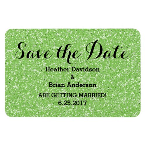 Green Glitter Save the Date Flexi Magnet