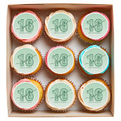 Green Glitter Script Sweet 16 Birthday Edible Frosting Rounds