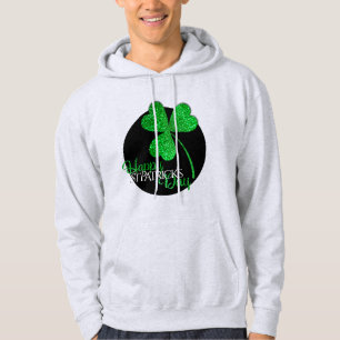 Green Glitter Shamrock Happy St Patrick’s Day  T-S Hoodie