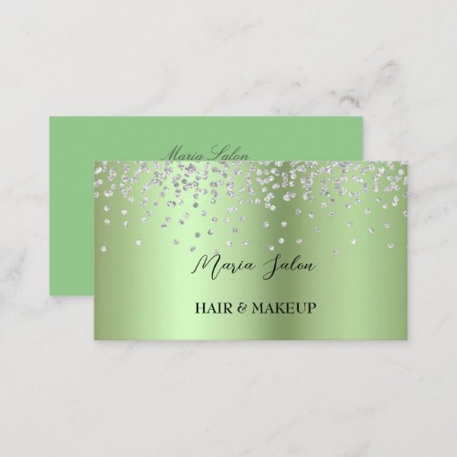 Green  glitter Silver  watercolor Business Card