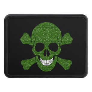 Green Glitter Skull And Crossbones Hitch Cover