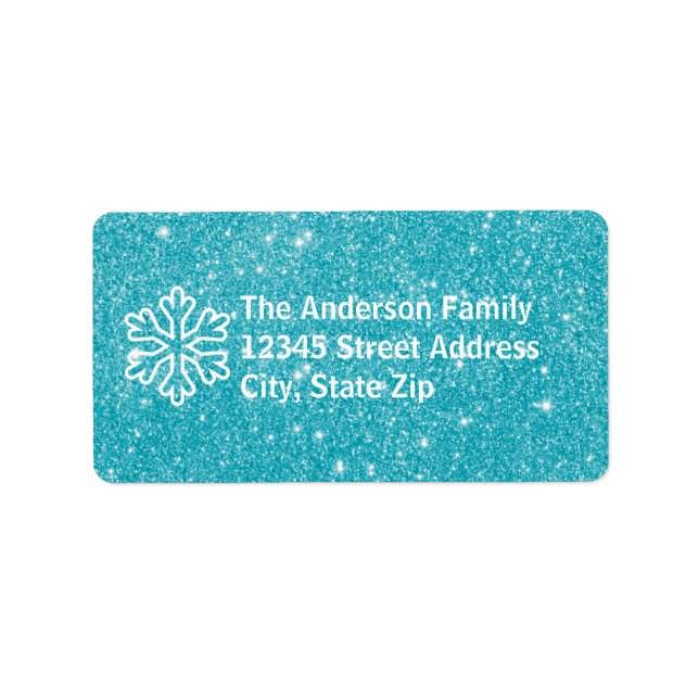 Green Glitter Snowflake - Address Label (Front)