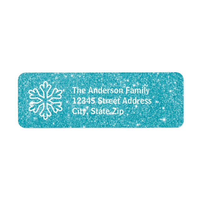 Green Glitter Snowflake - Return Address Label (Front)