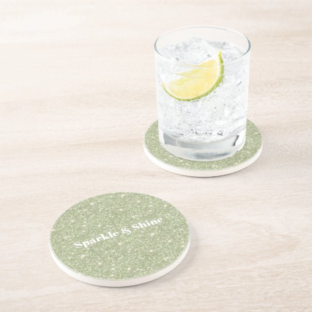 Green Glitter Sparkle Coaster (Side)
