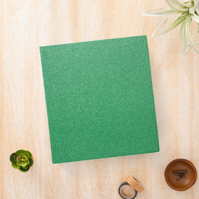 Green Glitter, Sparkle, Glitter Background 3 Ring Binder (In Situ)