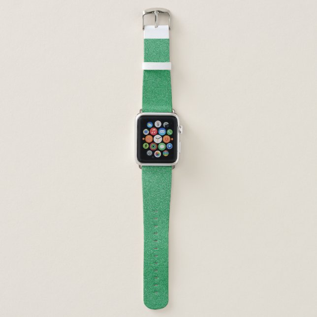 Green Glitter, Sparkle, Glitter Background Apple Watch Band (Front)