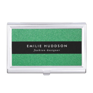Green Glitter, Sparkle, Glitter Background Business Card Case