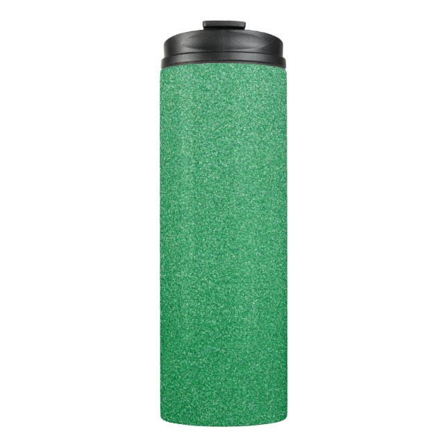 Green Glitter, Sparkle, Glitter Background Thermal Tumbler (Front)