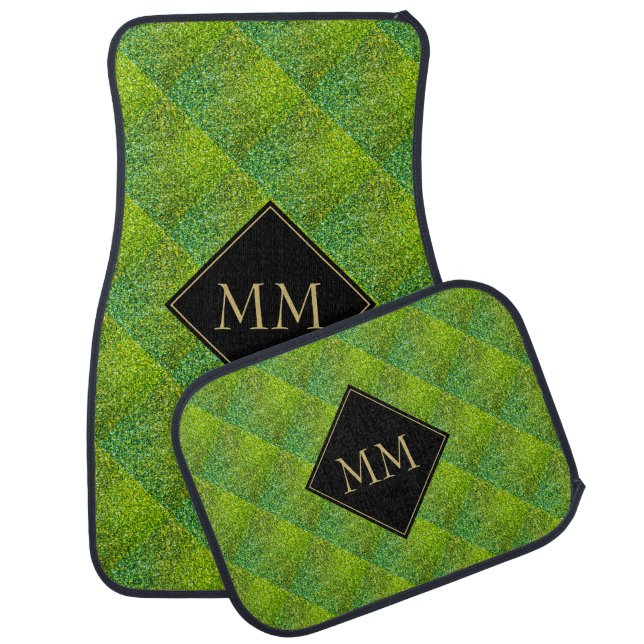 GREEN | Glitter Sparkle | MONOGRAM Car Floor Mat (Set)