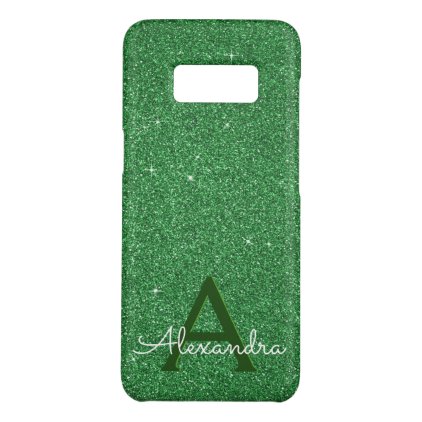 Green Glitter &amp; Sparkle Monogram Irish Case-Mate Samsung Galaxy S8 Case