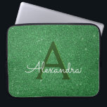 Green Glitter & Sparkle Monogram Irish Laptop Sleeve<br><div class="desc">Green Faux Glitter and Sparkle Elegant Birthday or St. Patrick's Day Laptop Case. Thia Irish Green Laptop case can be customized to include your initial and first name.</div>