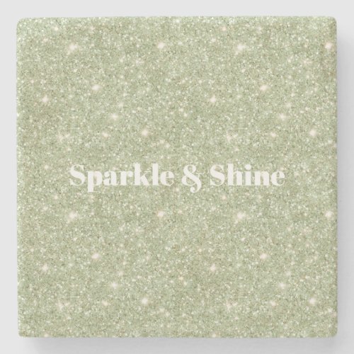 Green Glitter Sparkle Stone Coaster