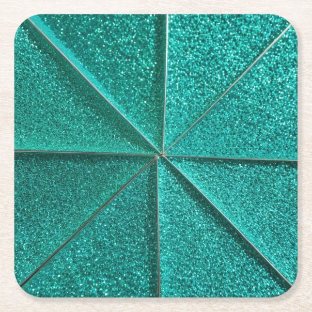 Green Glitter Square Paper Coaster (Front)