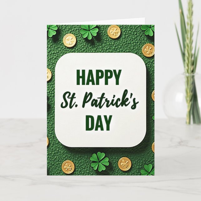Green Glitter St Patricks Day Card (Front)