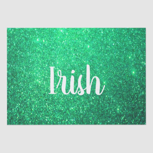 Green Glitter St Patrick's Day Irish Stylish 2021 Tissue Paper (Front)