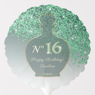 Green Glitter Sweet 16 Paris Boutique Perfume Balloon