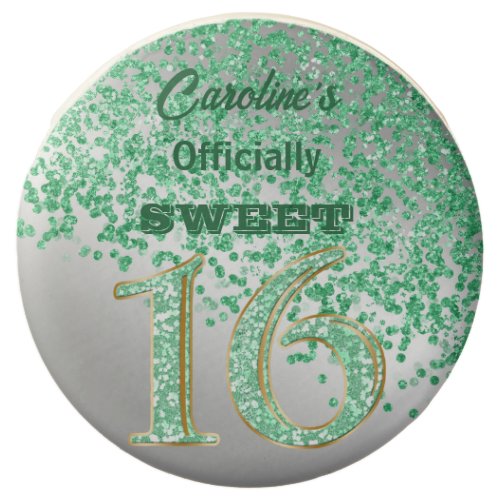Green Glitter Sweet 16 Party Monogrammed Chocolate Covered Oreo