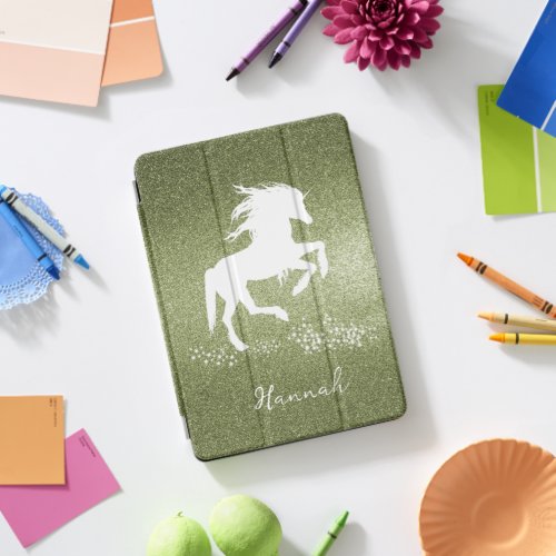 Green Glitter Unicorn iPad Pro Cover