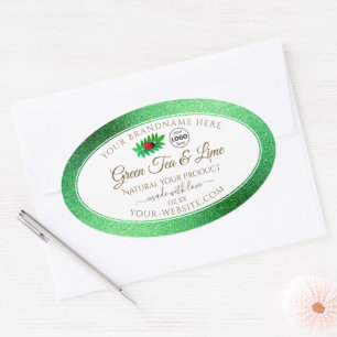 Green Glitter White Product Labels Ladybug Logo