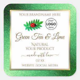 Green Glitter White Product Labels Ladybug Logo