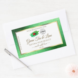 Green Glitter White Product Labels Ladybug Logo
