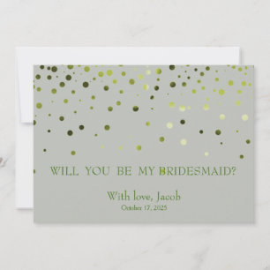 Green Glitter Will You Be My Bridesmaid Invitation