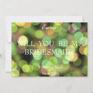 Green Glitter Will You Be My Bridesmaid Invitation