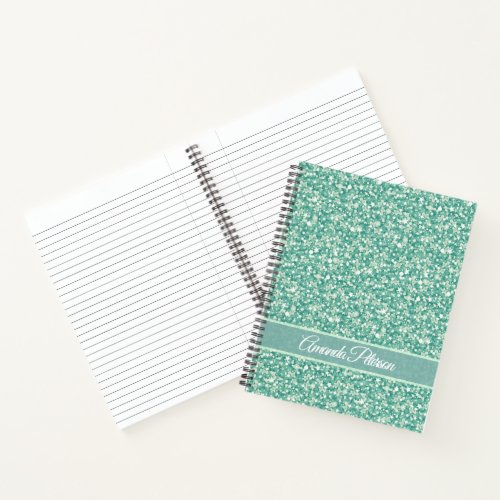 Green Glitter With White Sparks Notebook