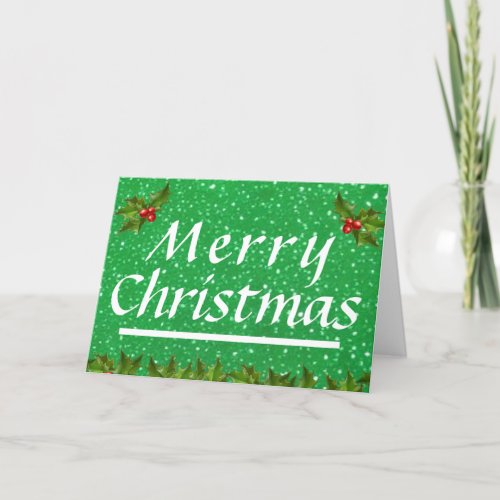 Green Glittery Christmas Folded Card