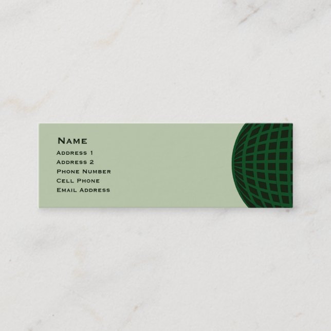 Green Global Business Mini Business Card (Front)