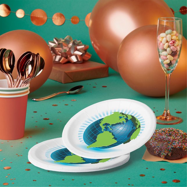 Green Globe Paper Plates (Creator Uploaded)