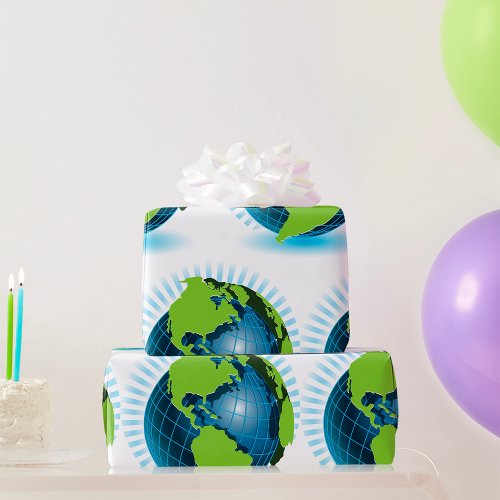 Green Globe Wrapping Paper