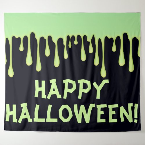 Green Glow Drips Dripping Halloween Party Tapestry
