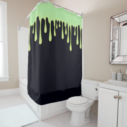 Green Glow Drips Dripping Halloween  Shower Curtain