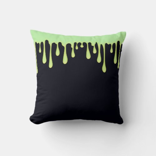 Green Glow Drips Dripping Halloween  Throw Pillow